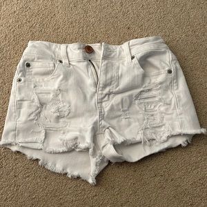white jean shorts ae